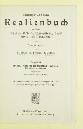 Realienbuch : enthaltend Geschichte, Erdkunde, Naturgeschichte, Physik, Chemie und Mineralogie