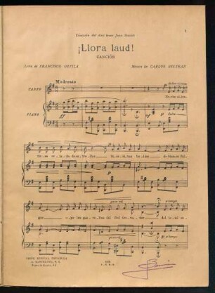 ¡Llora laud! : Canción