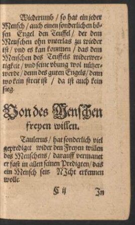 Von des Menschen freyen willen.