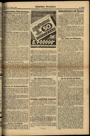 Zweite Ausgabe vom Mittwoch, den 25. Januar 1939.