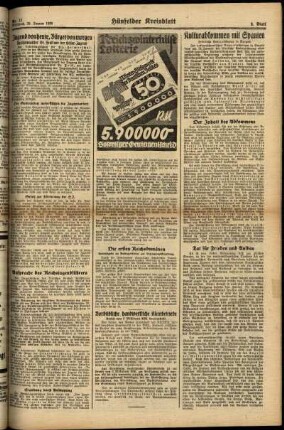 Zweite Ausgabe vom Mittwoch, den 25. Januar 1939.
