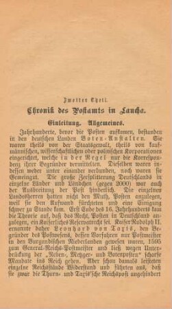 Zweiter Theil. Chronik des Postamts in Laucha