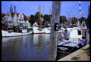 Tönning: Fischereihafen, mit Kutter Hundeknöll
