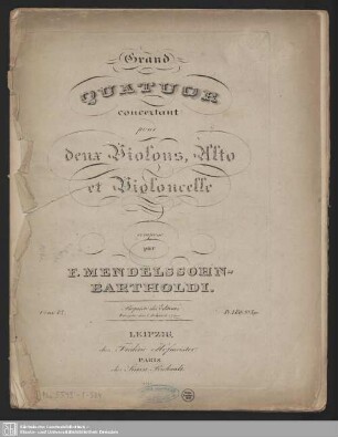 Grand Quatuor concertant pour deux Violons, Alto et Violoncelle : Oeuv. 12. - [Stimmen]