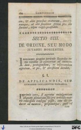 Sectio VIII. De Ordine, Seu Modo Juvandi Morientes.