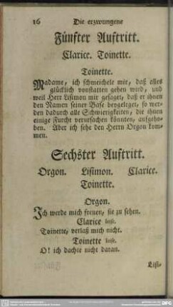 Sechster Auftritt. Orgon. Lisimon. Clarice. Toinette