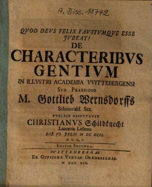 De Characteribvs Gentivm