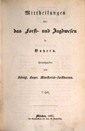 Forstliche Mittheilungen. 14 = Bd. 4. 1867