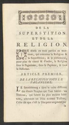 De La Superstition Et De La Religion