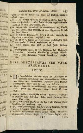237-247, Libri Miscellanaei Seu Varii Argumenti.