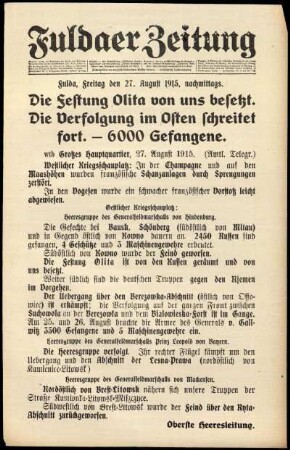 Ausgabe vom Freitag, den 27. August 1915.