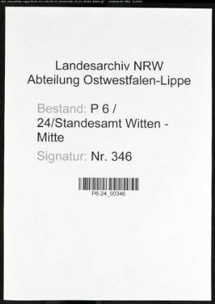Sterberegister Standesamt Witten-Mitte
