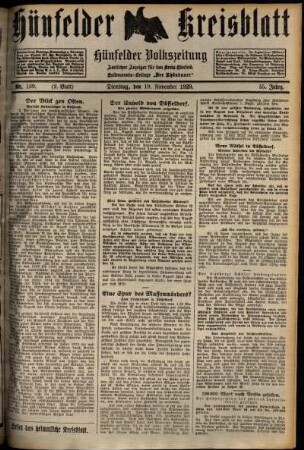 Zweite Ausgabe vom Dienstag, den 19. November 1929.
