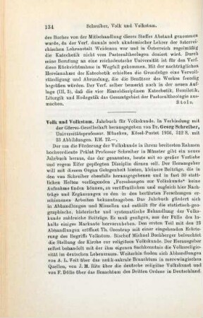 134-135 [Rezension] Volk und Volkstum ; 1936