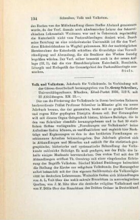134-135 [Rezension] Volk und Volkstum ; 1936
