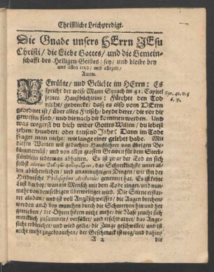 Die Gnade unsers Herrn Jesu Christi/ [...]