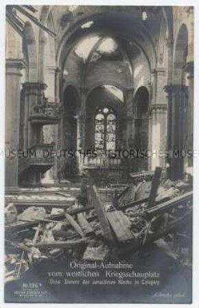 Innenansicht der zerstörten Kirche von Longwy