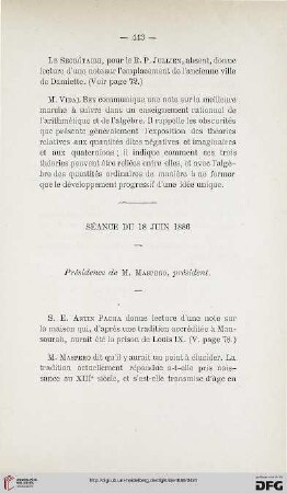 Séance du 18 Juin 1886