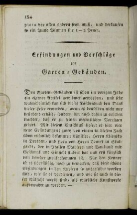 Erfindungen und Vorschläge zu Garten-Gebäuden.