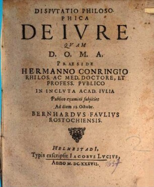 Disputatio Philosophica De Iure