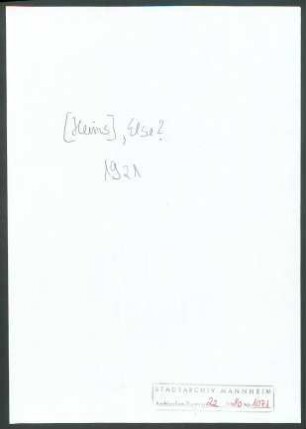 [Reinhardt-Heims], Else, Berlin, an Wichert