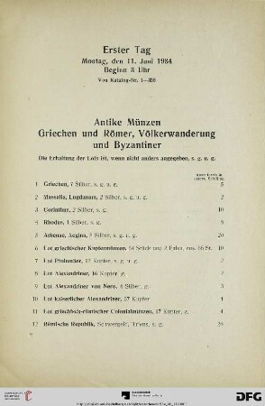 Antike Münzen: Griechen und Römer, Völkerwanderung und Byzantiner (Nr. 1-140)
