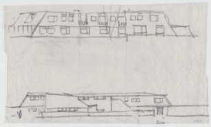 Wettbewerb Krematorium (nicht realisiert), Ankauf – Ansichten. Berlin-Ruhleben, Charlottenburger Chaussee