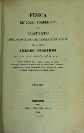 Fisica de' corpi ponderabili ossia trattato della costituzione generale de' corpi, 3