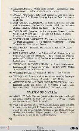 Waffen und Varia (Nr. 496-534)