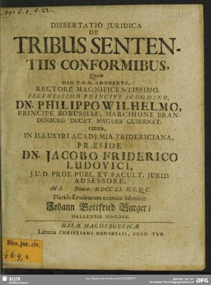 Dissertatio Iuridica De Tribus Sententiis Conformibus