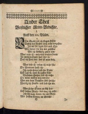 Ander Theil Geistlicher Reim-Gedichte. I. - X.