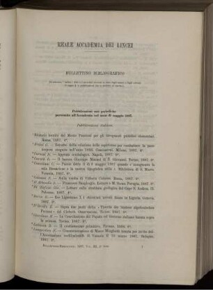 Reale Accademia Dei Lincei Bullettino Bibliografico