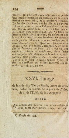 XXVI. Image de la trés-Ste Vierge Marie, Mere de douleur, posée su le coin de la place de Jesus, ...