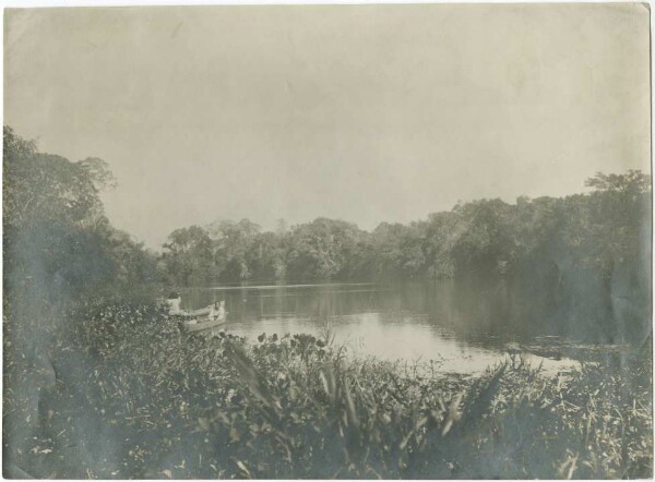 Overgrown spot in the Caracara River with Guato boat