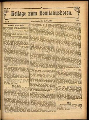Zweite Ausgabe vom Sonntag, den 18. Dezember 1910.