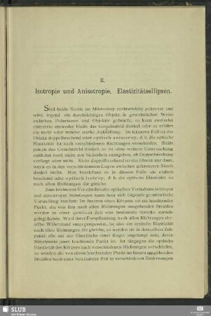 II. Isotropie und Anisotropie. Elastizitätsellipsen
