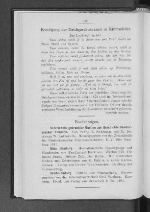 Beeidigung der Deichgeschworenen in Kirchwärder.