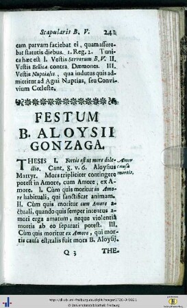 Festum B. Aloysii Gonzaga.