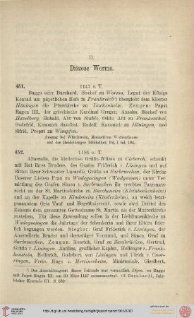 II. Diözese Worms: Urkunden Nr. 451 - 570