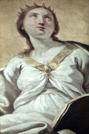 Die heilige Katharina in den Wolken, umgeben von Heiligen
