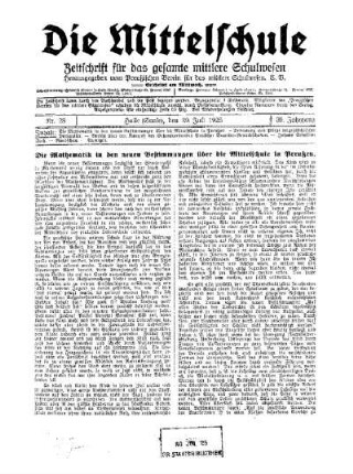 Die Mathematik in den neuen Bestimmungen über die Mittelschule in Preußen