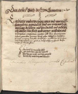 Wolfgang Schmid, Rechenmeister zu Bamberg: das erste buch der Geometria nach Euclides - BSB Cgm 4151