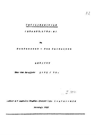 1931/32: Bericht über das Schuljahr ... - 1931/32