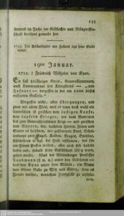 19ter Januar. 1733. † Friedrich Wilhelm von Kyau