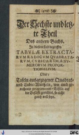Der sechste und letzte Theil.