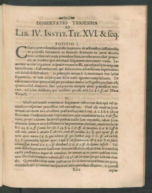 Dissertatio Trigesima Ad Lib. IV. Instit. Tit. XVI. & seq.