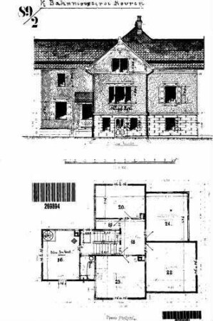 Beuron: Nebengebäude BM Gebäude Grundriss Obergeschoß und Ansicht