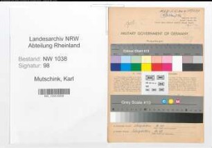 Entnazifizierung Karl Mutschink , geb. 01.12.1892 (Telegrafenbeamter)