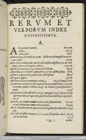 Rerum Et Verborum Index Copiosissimus