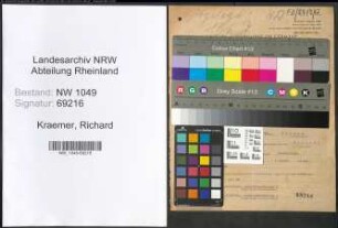 Entnazifizierung Richard Kraemer , geb. 21.08.1889 (Baecker)